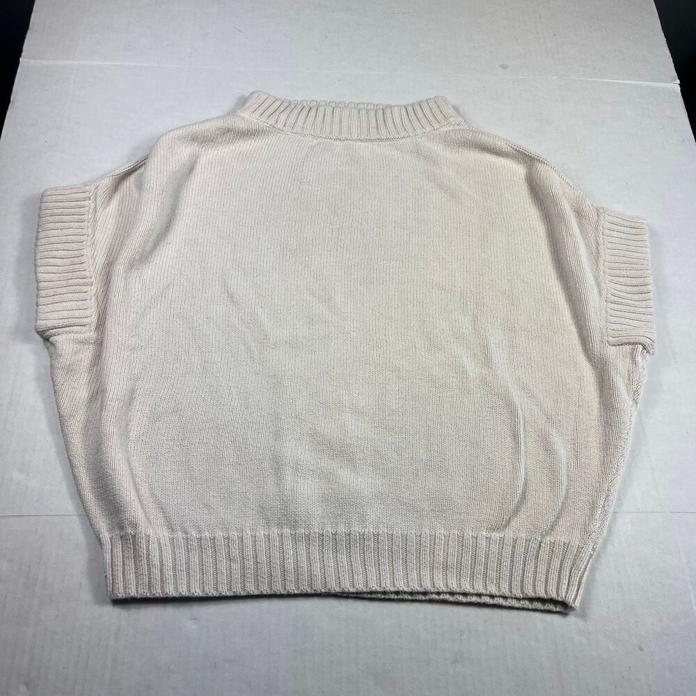 Planet Lauren G Short Sleeve Sweater Cream Work Casual Layering Knit Pullover OS